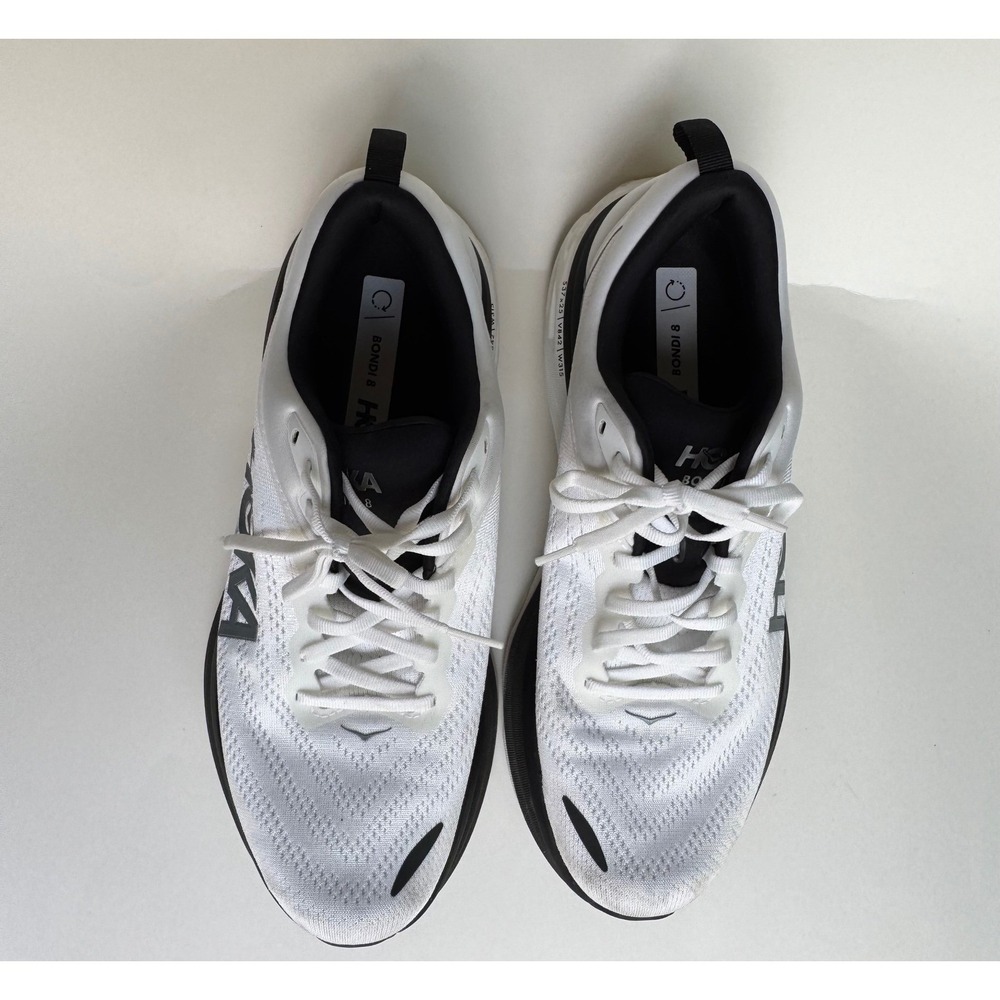 Hoka Bondi 8 Mens‎ Running Shoes White Black Road Sneakers Size (10.5D)